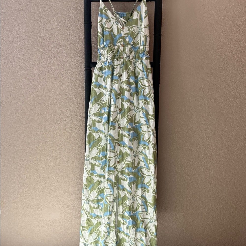 Mahina Green and Blue Floral Dress